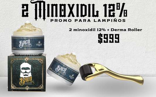 Minoxidil 12% (2 pak) + Derma Roller GOLD