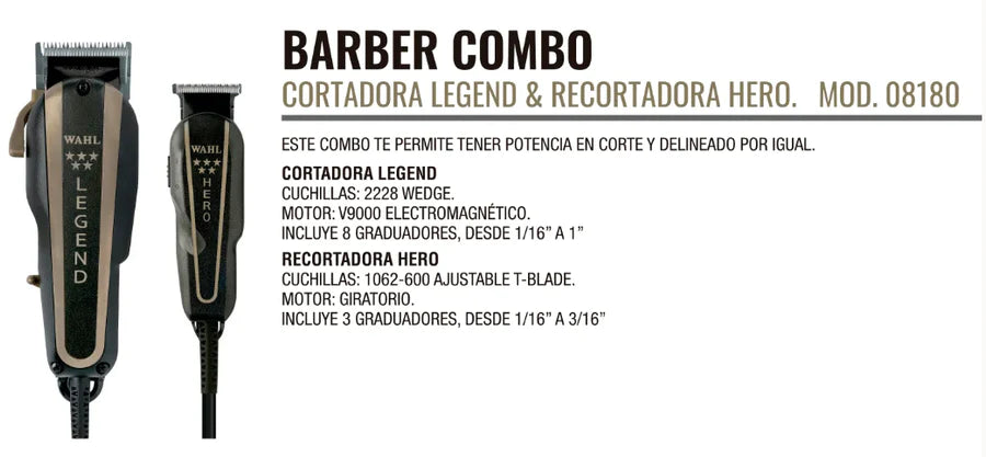 Wahl - Barber Combo Cortadora Legend y Recortadora Hero